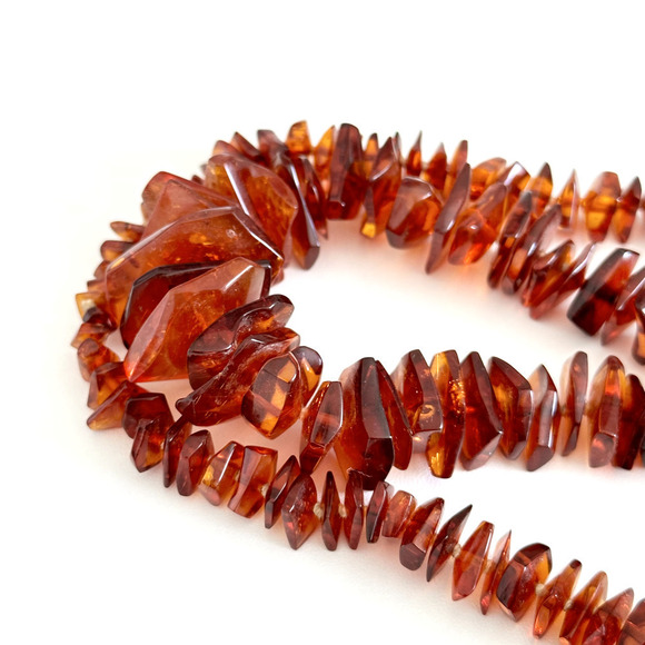 Vintage Natural Baltic Amber Graduated Long Beaded Chunky Hand Knotted Necklace - Picture 6 of 16